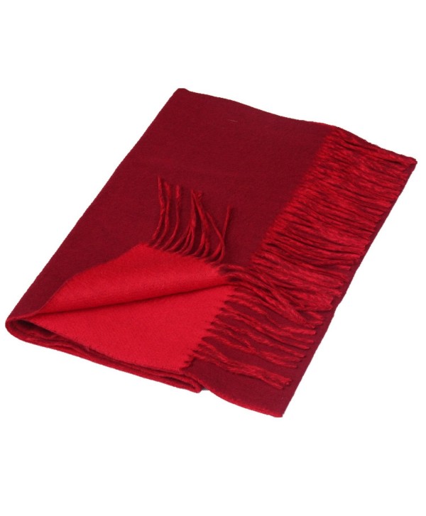 Saferin Women Men Cashmere & Lambwool Plaid Soft & Warm Scarf with Gift Box - Two Side-burgundy and Red - CS12O537D5K