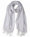 Peach Couture Princess Shimmer Scarf Pashmina Shawl with Fringes - White - C1186OSIMKN
