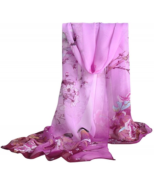MEYKISS Women's Butterfly Print Light Sheer Voile Scarves Wrap Shawl - Bird Purple - C917Y4XC507