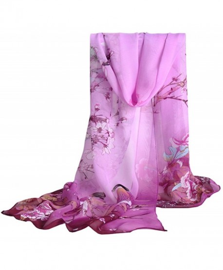 MEYKISS Women's Butterfly Print Light Sheer Voile Scarves Wrap Shawl - Bird Purple - C917Y4XC507