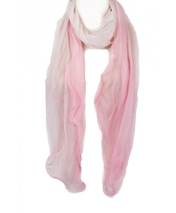 Pastel Ombre Ruffled Edge Chiffon Scarf Scarf- fashion scarf- multi color- summer scarf - Pink - CU17Z74ORQN
