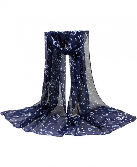 Women's Chiffon Scarf - Cityofli Soft Musical Notes Neck Shawl Muffler Scarves - Navy - CU185W33OID