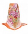 Unique Premium Soft Silk Rayon 35"35" Square Sheer Women's Floral Scarves - Orange - CG182Z0XGNZ