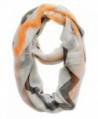 Peach Couture Modern Radiant Multicolored Chevron Geometric Infinity Loop Scarf - White/Orange/Black - CJ11J4QOD2J