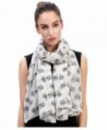 Lina & Lily Vintage Bicycles Bikes Print Women's Large Scarf Lightweight - white and black - CR11XT2GTHB