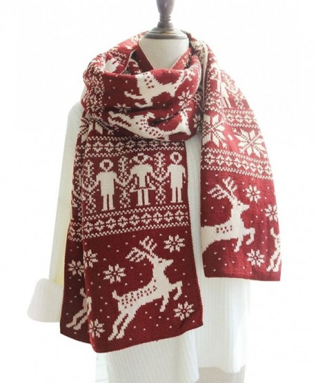 Kennedy Fashion Couple Warm Scarf Christmas Snowflake Elk Knitted Scarf Thicken Wrap Shawl - CJ186L4YL9E