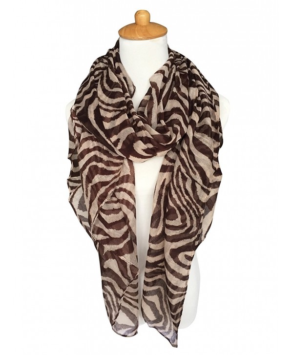 GERINLY Scarves - Animal Print Shawl Wraps Fashion Zebra Pattern Scarf - Brown - CU12NTA0PIR