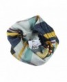 Aesthetinc Classic Multi Color Plaid Frayed Design Infinity Knit Scarf Wrap - Mustard/Mint - C812MWYAGK7