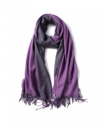MaaMgic Womens Soft Cashmere Feel Pashmina Shawls Wraps Large Long Winter Scarf - Purple and Darkpurple - CB185DT3H02