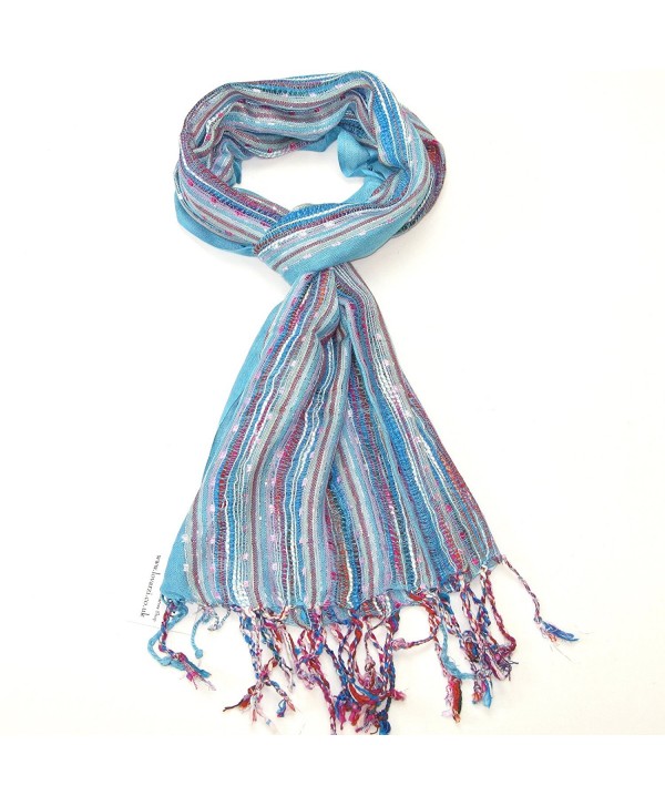 Lovarzi Women's Colourful Scarf - Versatile and dazzling scarf for women - Turquoise Blue - CT116MS07GD