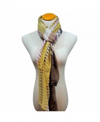 Yellow Multicolor Chevron Print Scarf