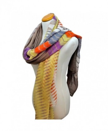 Yellow Multicolor Chevron Print Scarf in Fashion Scarves