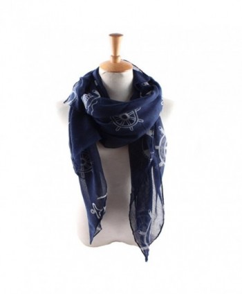 ctshow Fashion Lightweight Scarves Women's anchor Print Shawl Scarf - Navy Blue - C9182GWUT7Y