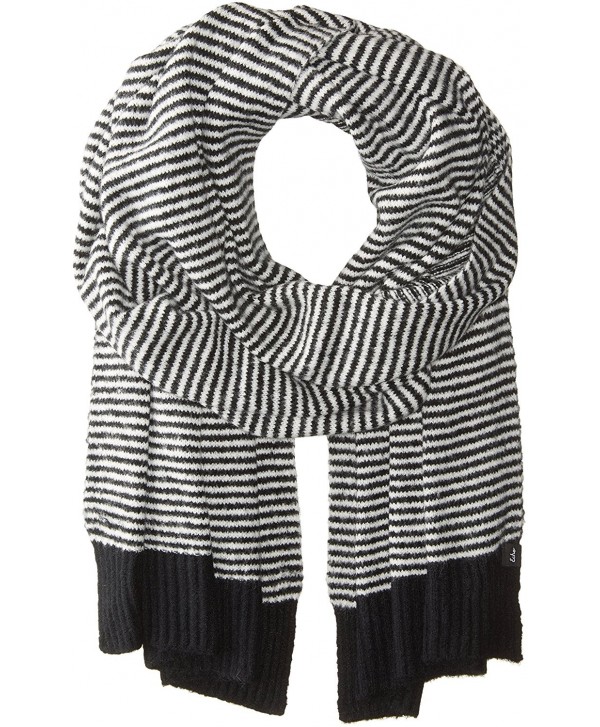 Echo Women's Soft Stretch Knit Mini Stripe Winter Scarf - Black - CR1827RZ0UU
