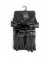 Women's 3 PC Cloche Faux Fur Trim Fleece Hat Scarf & Gloves Winter Set - Dark Gray - C8188OT3OW2