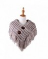 Cable Knit Button Collar Scarf With Fringe - Grey/Pink - CM186IION7C