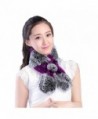 Venusfur Women's Knit Rabbit Fur Collar Winter Warm Scarf - Grey & Purple - CA12796RGGZ