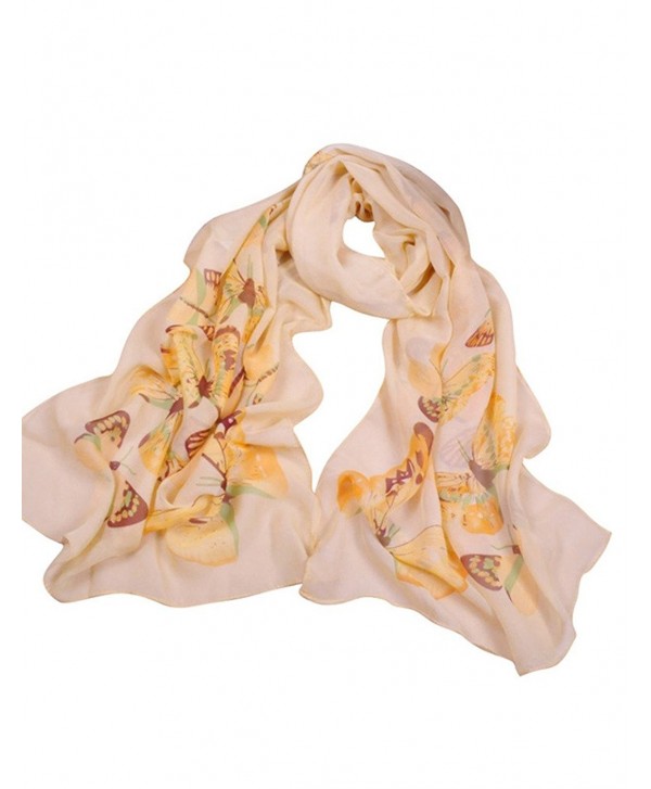 Bestgift womens Fashion Butterfly Pattern Scarf in Elegant Colors - Yellow - C712CCY3RRL