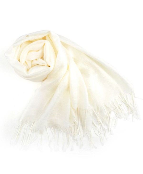 TopTie Scarf Wrap With Tassel Ends- Solid Color / Tow-Tone Color- Gift Idea - Cream - CS11J4TJRX1