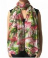 Lina & Lily Vintage Flamingo Print Women's Large Size Scarf Lightweight - White Background - CK11XTPIKVL