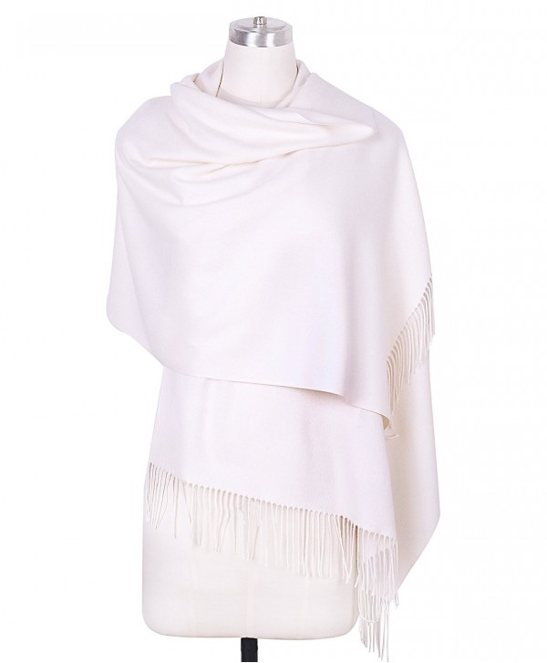 DRESSOLE Soft Cashmere Scarf for Women Chic Pashmina Shawls Scarves Poncho - Off-White - C7188UXIKZO