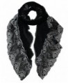 Dahlia Women's Fashion Scarf - Stylish Flowers Design - Lace Edge: Black - CT11CM9WRMN