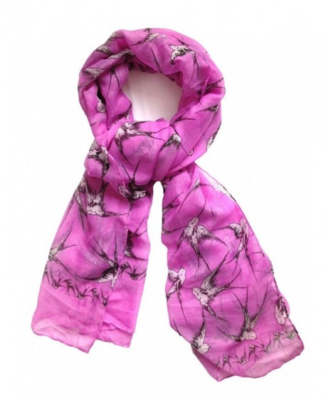 Hanson Women's Swallow Birds Print Scarf Wrap Sarong - Fuschia - C611HFKQZAX