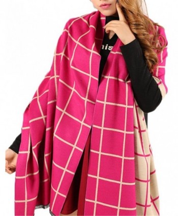 Women's Soft Cashmere Wool Wraps Shawls Plaid Scarf Extra Large 78"x27" (6 colors) - Color1 - CD12N6C1BSZ