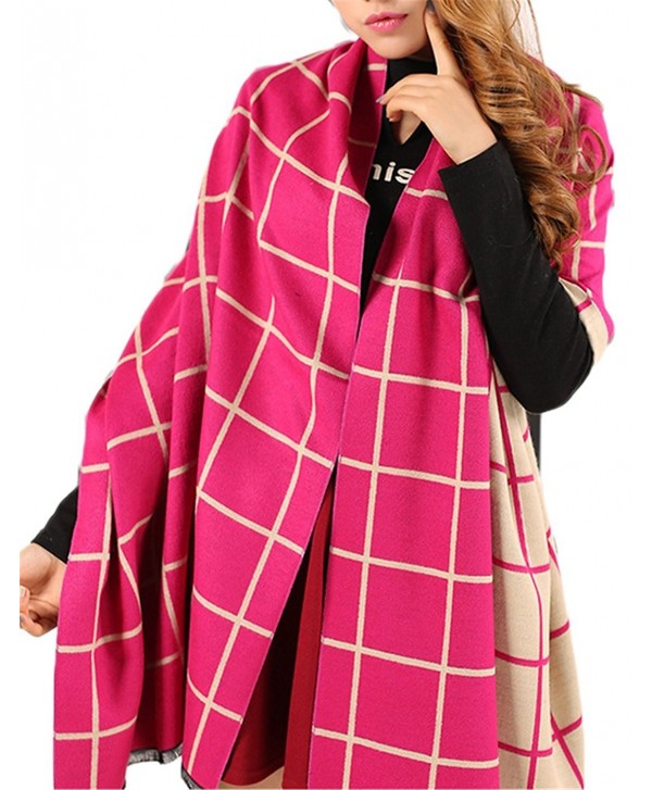 Women's Soft Cashmere Wool Wraps Shawls Plaid Scarf Extra Large 78"x27" (6 colors) - Color1 - CD12N6C1BSZ