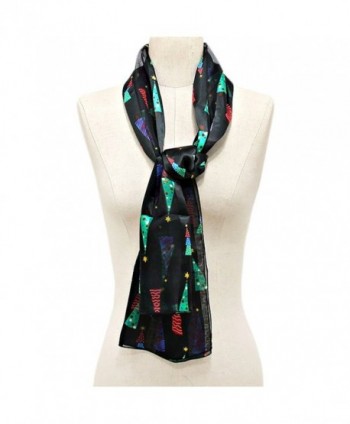 Christmas Tree - Christmas Scarf w/ Gift Box By Crown - Tree Black - C81284RGYLV