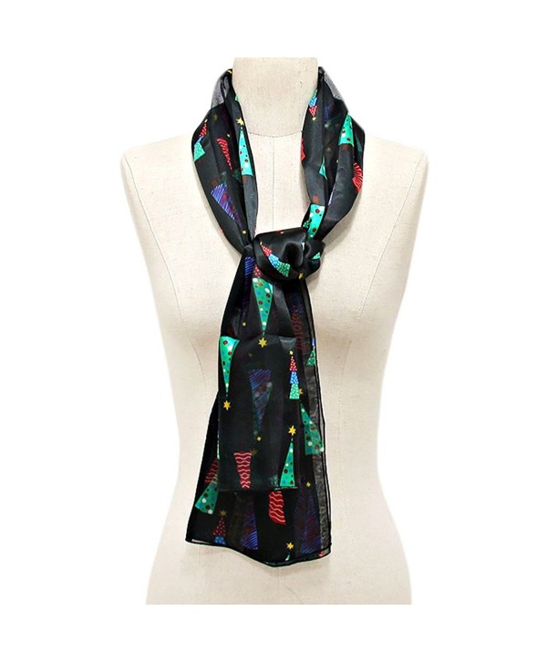 Christmas Tree - Christmas Scarf w/ Gift Box By Crown - Tree Black - C81284RGYLV