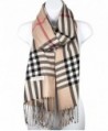 Pashmina Silk Scarf Plaid Checker Pattern Long Soft Shawl Wrap Cape - Beige - CS1870D8Z8D