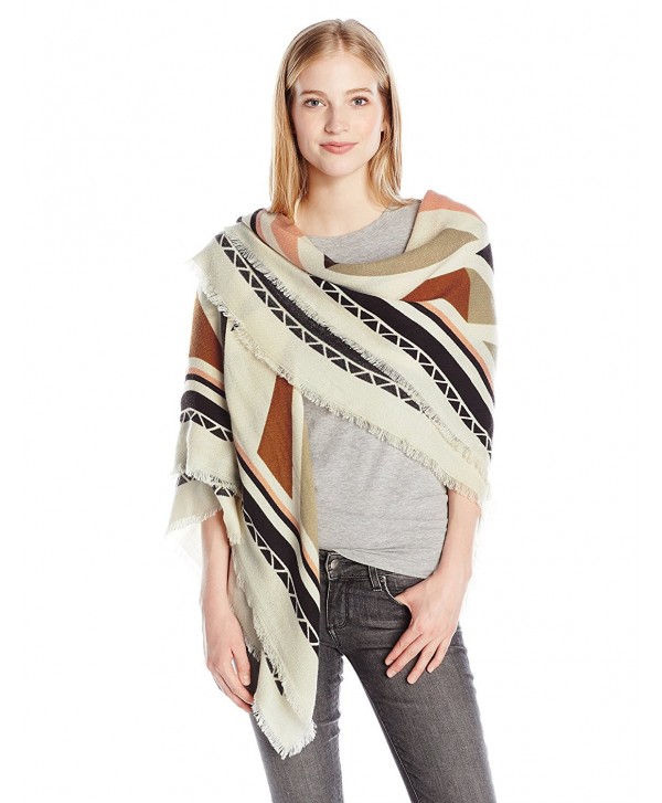 RAMPAGE Women's Oversize Geo Lofty Wrap - Ivory/Sage - C012HPYL4JL