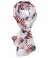 Ted and Jack - Stars & Stripes Americana Print Silk Feel Scarf - White With Flags - CM1829UN30K