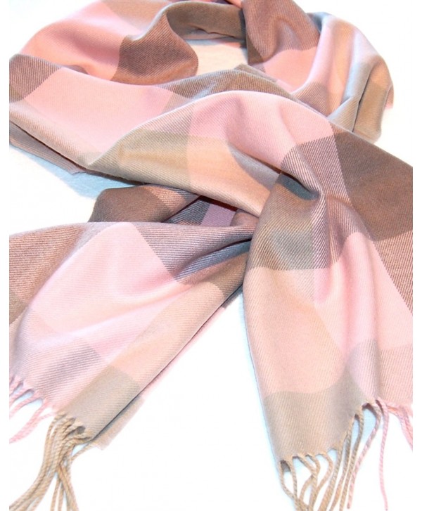 Pink & Taupe Plaid Cashmere Scarf - CQ112HO501X