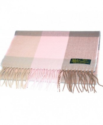 Pink Taupe Plaid Cashmere Scarf