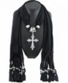 Fashion Cross Pendant Jewelry Necklace Scarf - Black - CJ1299U59IV