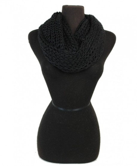 Women Crochet Softness Infinity Scarf Wrap for Winter - Black - C71281XXLCD