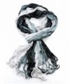 NYFASHION101 Shiny Glitter Sparkly Multicolor Frayed Ends Crinkle Viscose Scarf - Black/White/Steel Blue - CO11MU59AEL