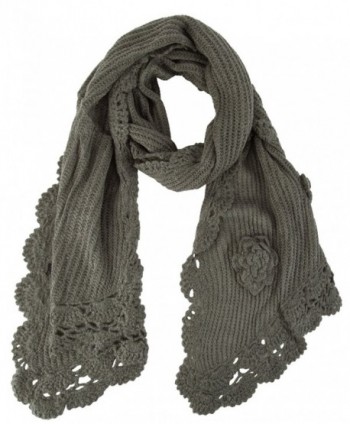 Floral Crochete Scarf - Charcoal - CO11I8K6A63