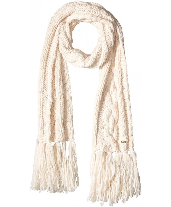 Cole Haan Women's Chunky Cable Scarf with Fringe - Ivory - CV12GA0DHFT