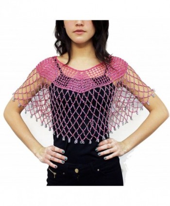 Womens Beaded Sparkle Crochet V Neck