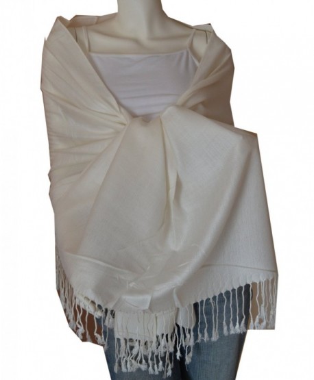 New Best Soft 100% Pashmina Scarf Shawl Wrap Stole (Cream) - CQ114ZWA8HP