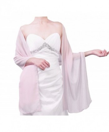 Firose Women's Satin/Chiffon Evening Scarves Bridal Cape Wedding Shawl Wraps Pashmina - Chiffon Pink - CD12MAXFA6Y
