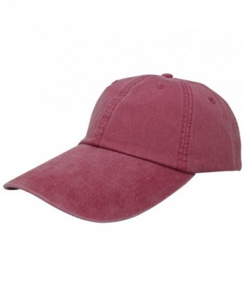 Sunbuster Extra Long Bill 100% Washed Cotton Cap with Leather Adjustable Strap - Red - CG12L01O86L