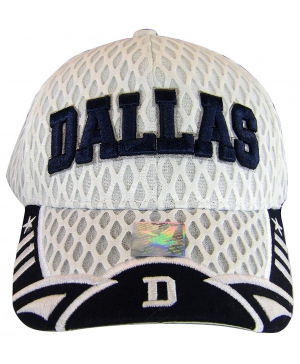 Dallas Texas Script & Stars Summer Mesh Adjustable Baseball Caps - White/Navy Script - CR184MW7H66