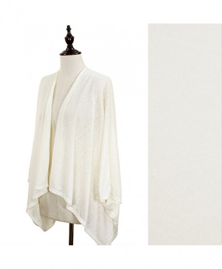 Women's Solid Gauzy Jersey Cardigan Kimono Wrap - Ivory - CU11VAU9JRP