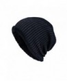 Highpot Men Winter Stripe Knit Beanie Hats Wool Knit Warm Hat Ski Caps - Black - CL188O9G5ER