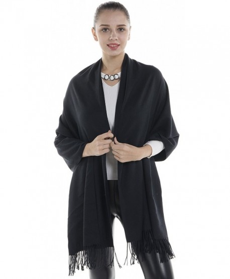 Niaiwei Cashmere Scarf Blanket Large Soft Pashmina Shawl Wrap For Men and Women - Black - CK185DG0AQ8