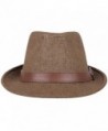 Brown Straw Fedora Summer Leather